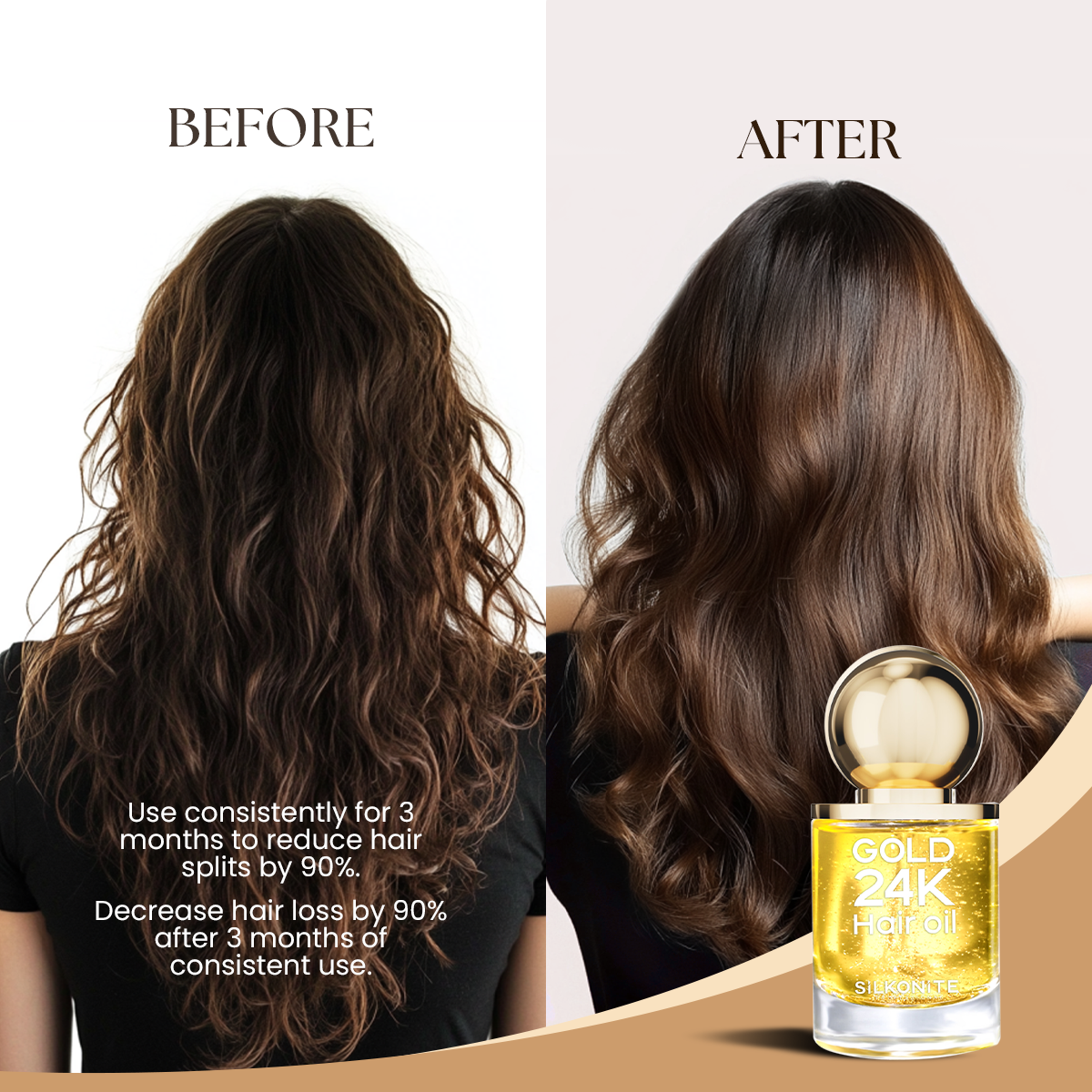 2PCS 24K Gold Hair Oil Serum for Curly Frizzy Hair -1.690z./50ml