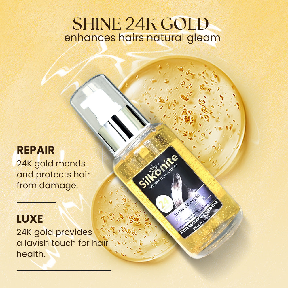 3PCS 24K Gold Hair Oil Serum for Curly Hair -3.380z./100ml